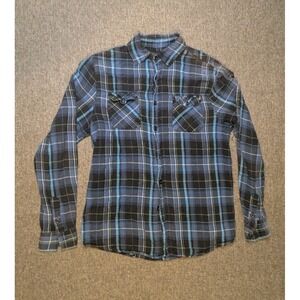 Vintage Molokai Surf Men's Large Button Up Plaid Flannel Shirt Long Sleeve Vtg